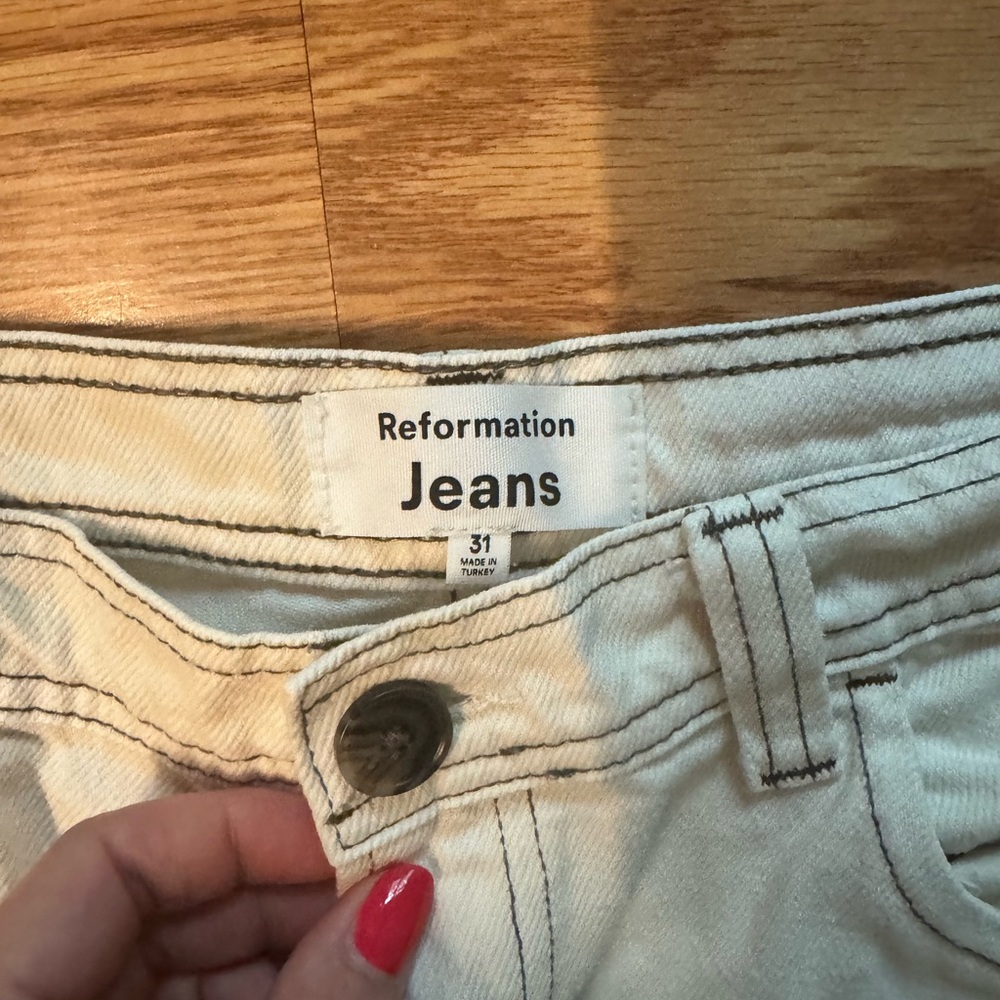 Reformation Cream Jeans Traditional Weave Neutral Tone